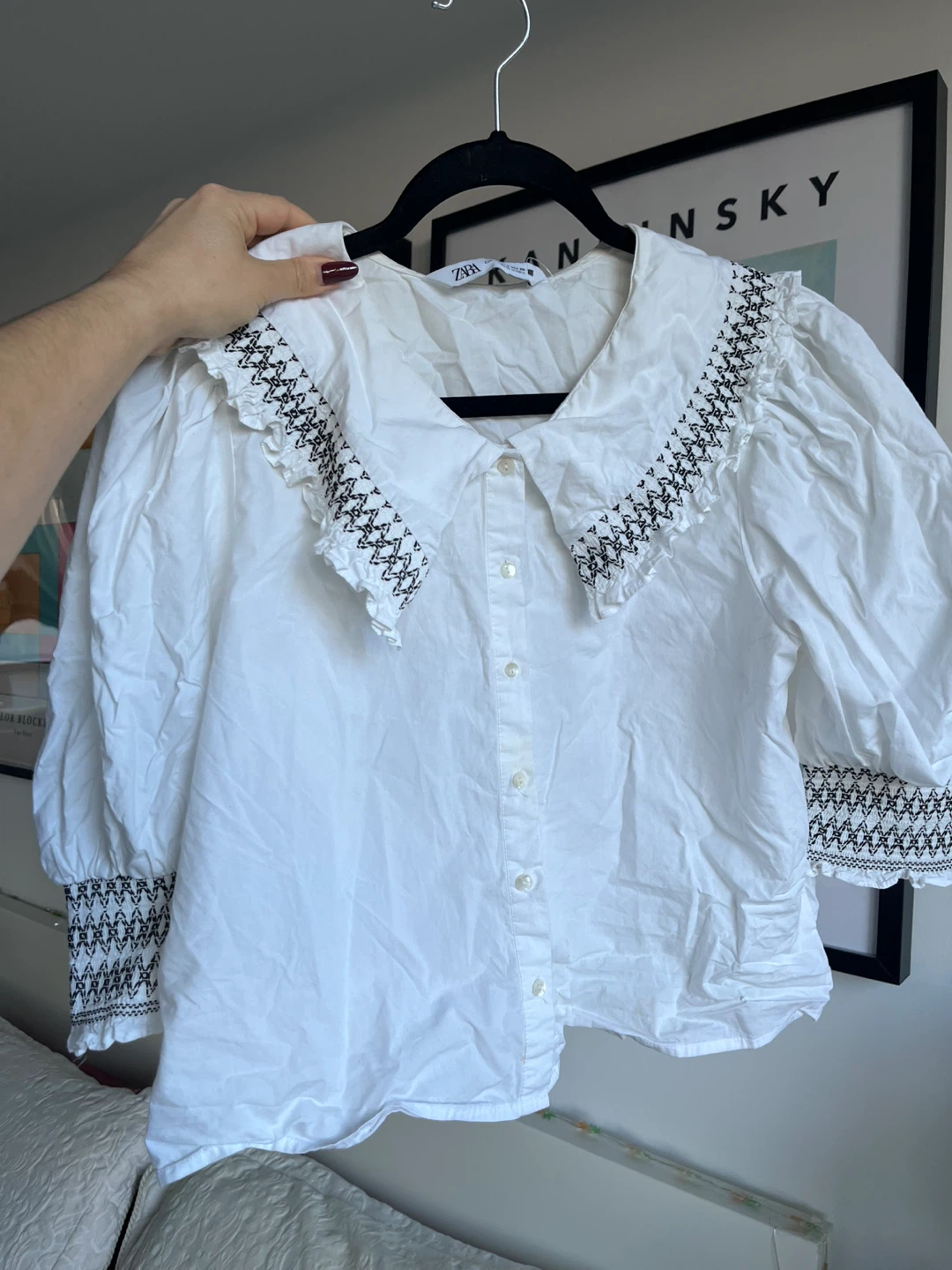 Zara Embroidered White Blouse