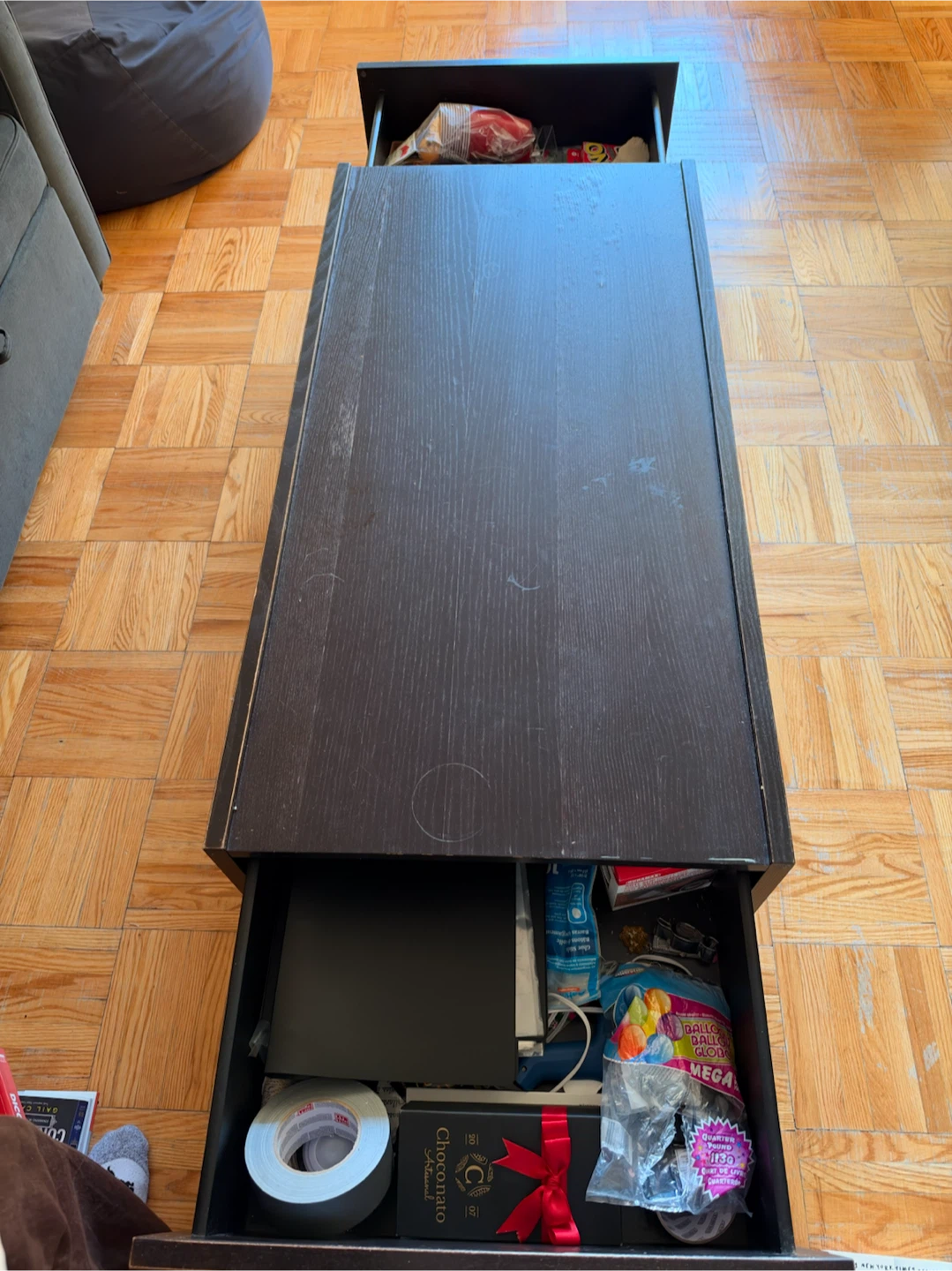 Black Coffee Table with Storage Drawers - photo 2
