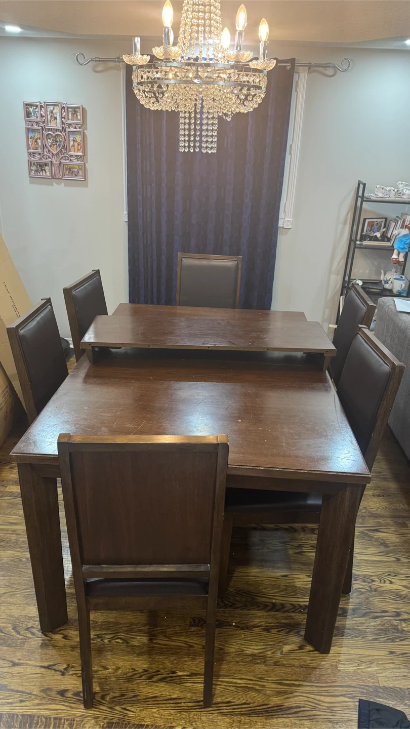 Dark Wood Dining Table and 6 Chairs