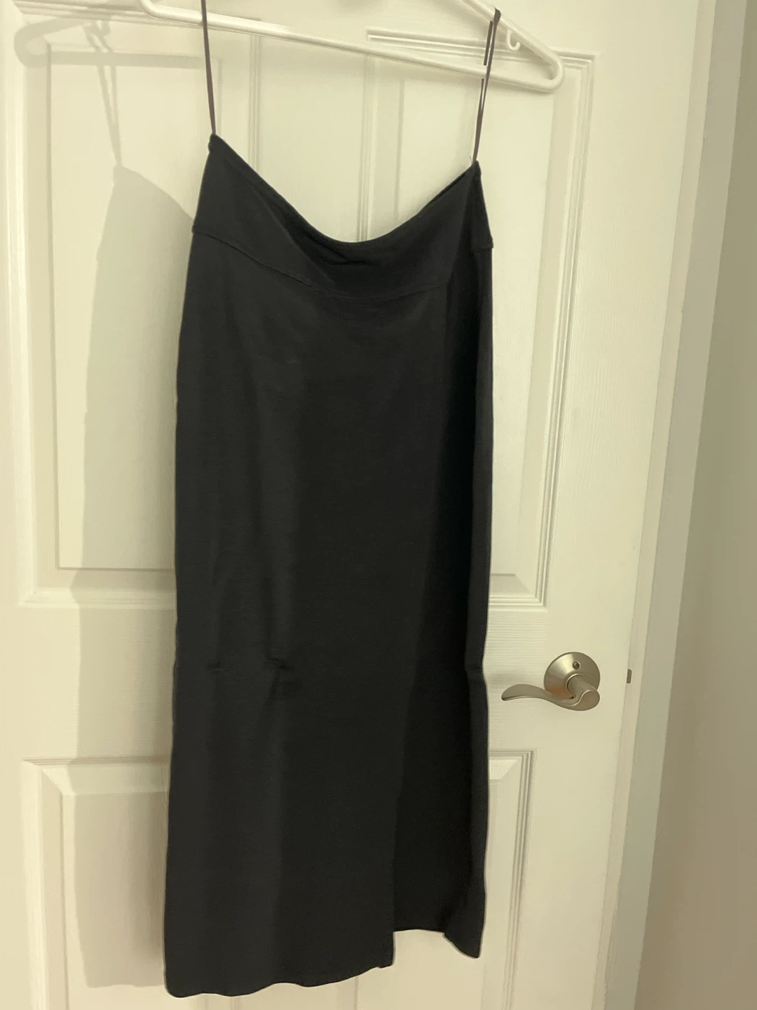 Black High-waisted Midi Slip Skirt