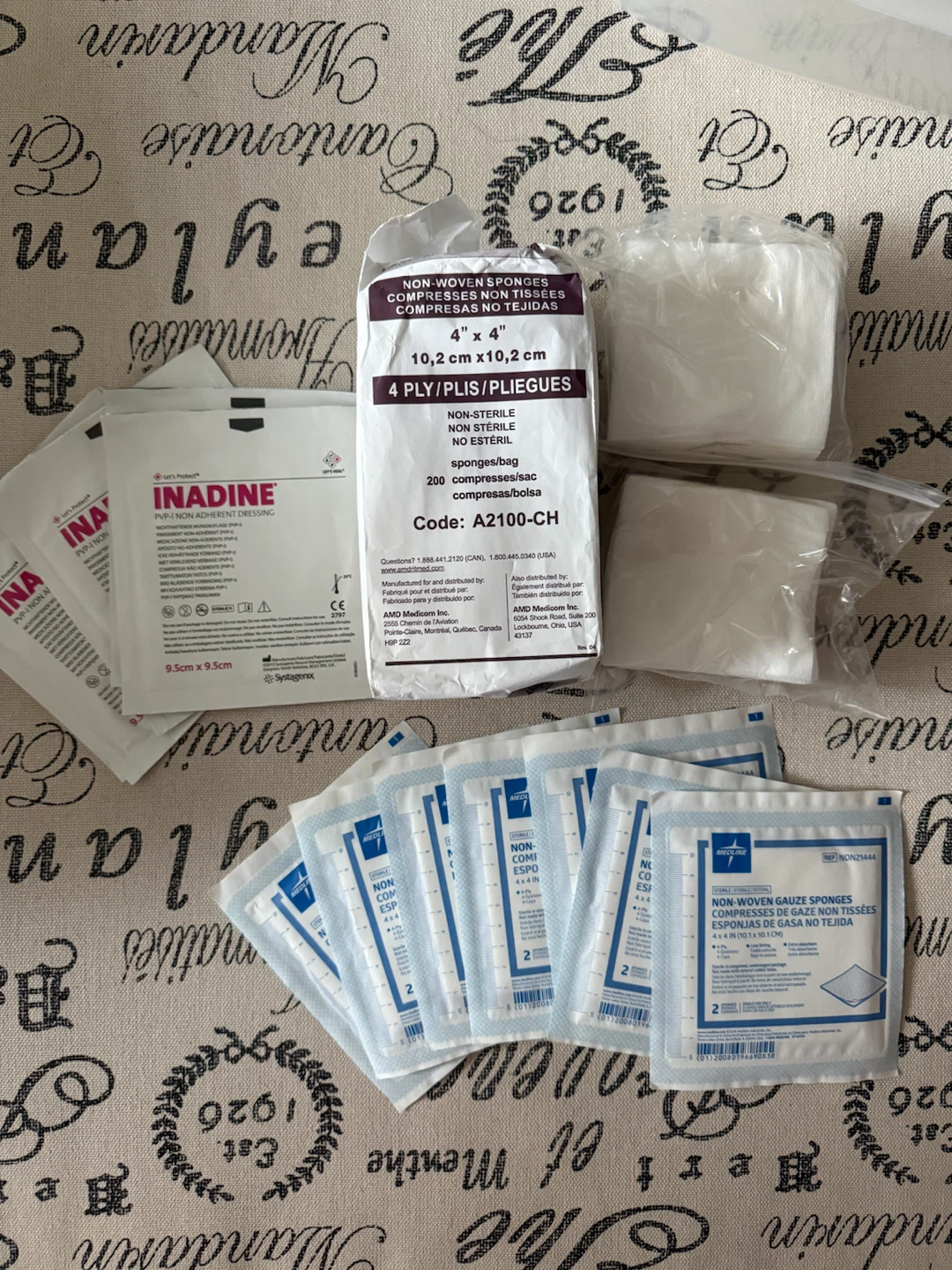 Medical First Aid Assortment: Inadine & Medline Gauze