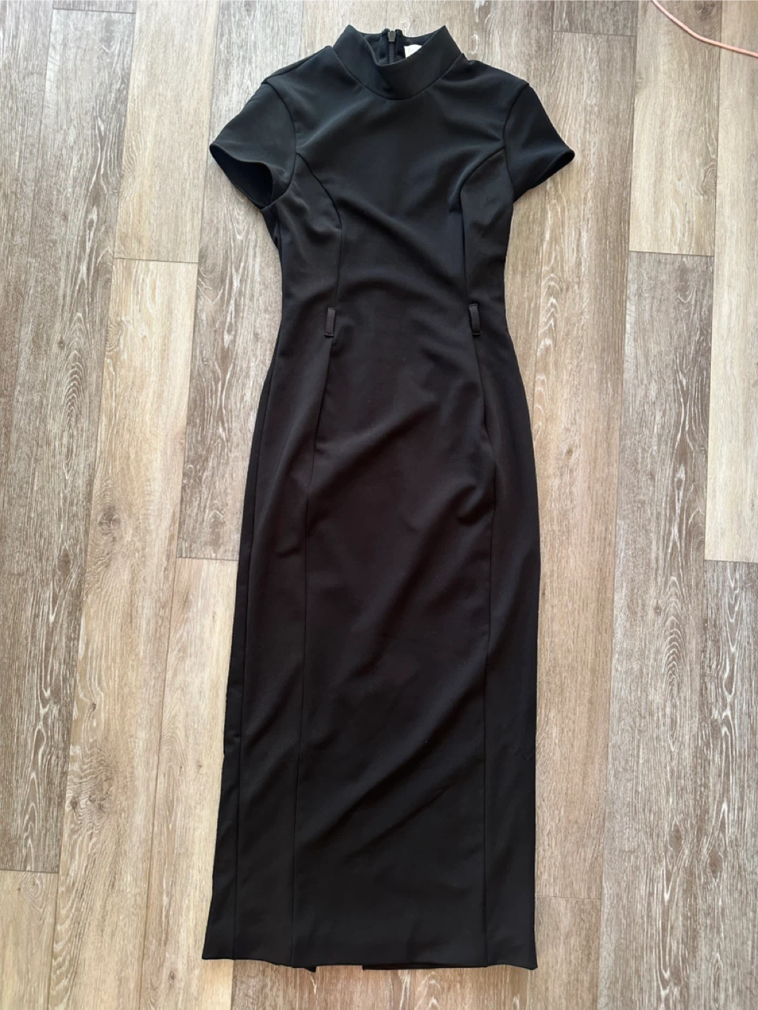 Meshki Black Mock Neck Midi Dress