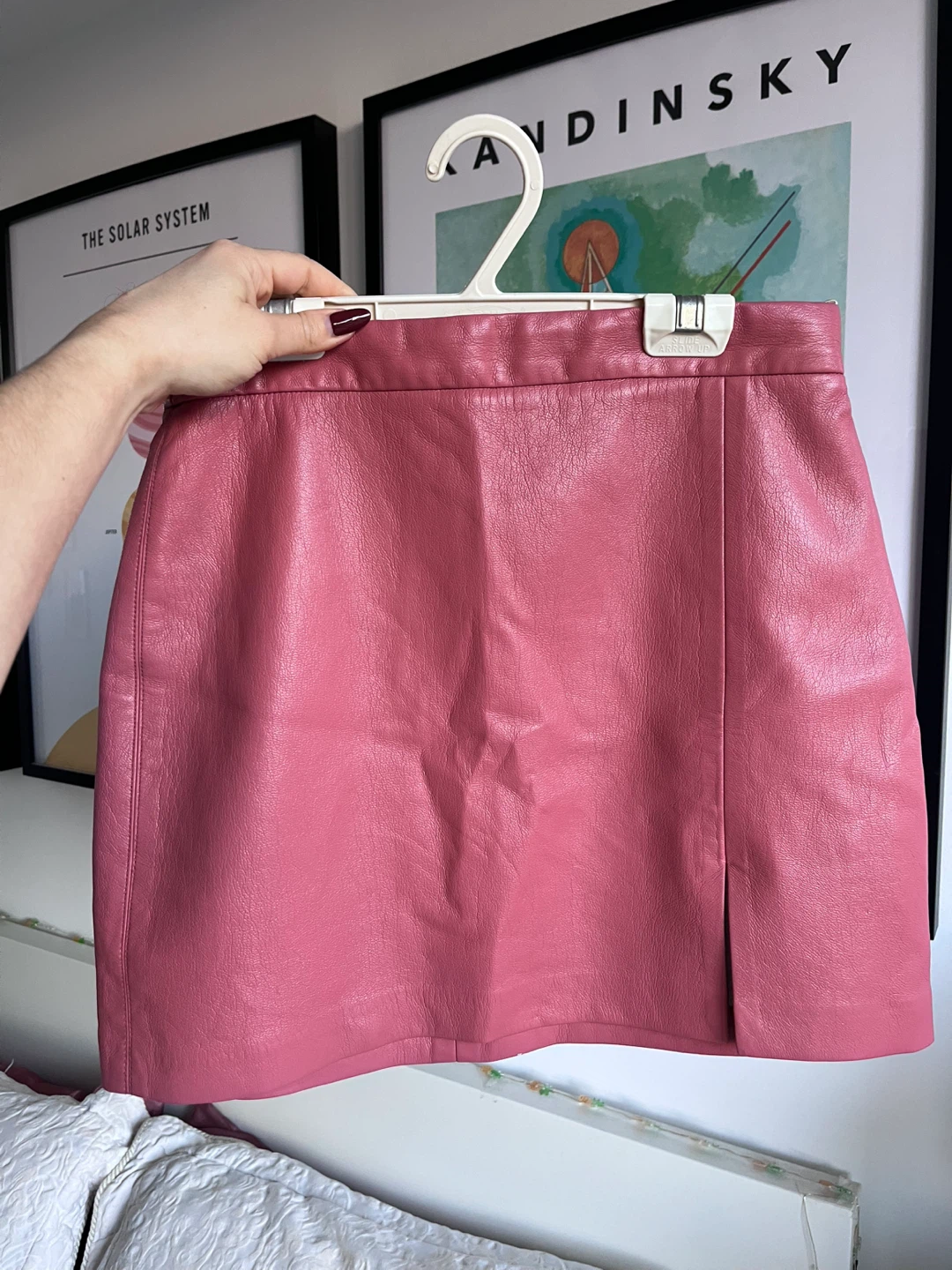 Wilfred Pink Leather Mini Skirt
