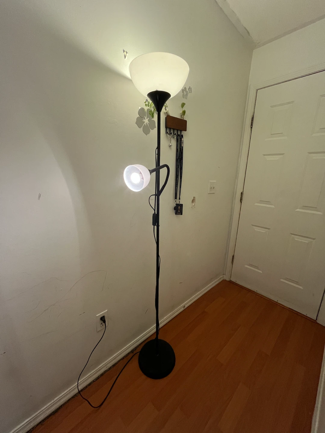 Black Floor Lamp with Adjustable Reading Light