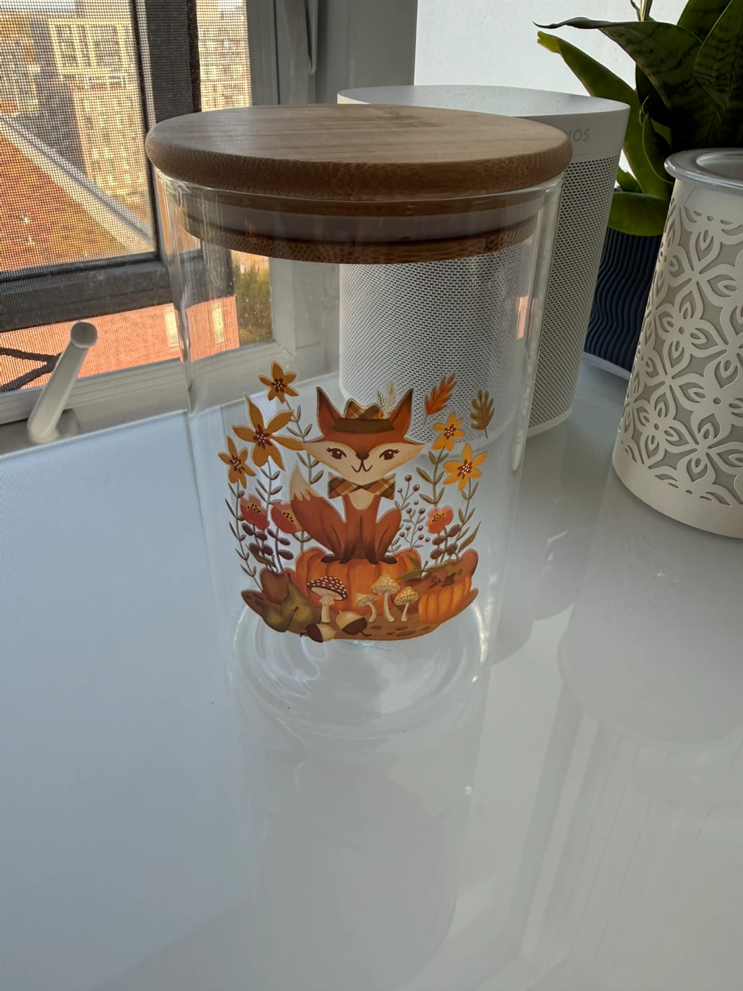 Fox Print Glass Storage Jar