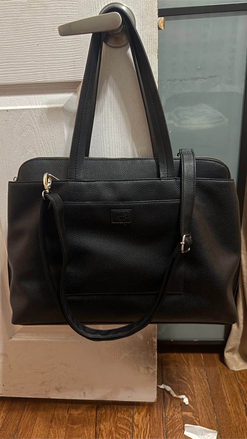 Roots black pebbled faux leather work bag - photo 2