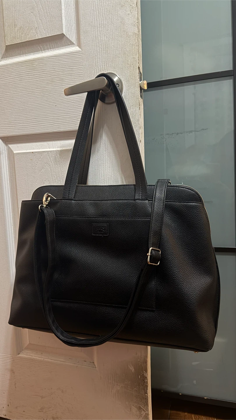 Roots black pebbled faux leather work bag - photo 3