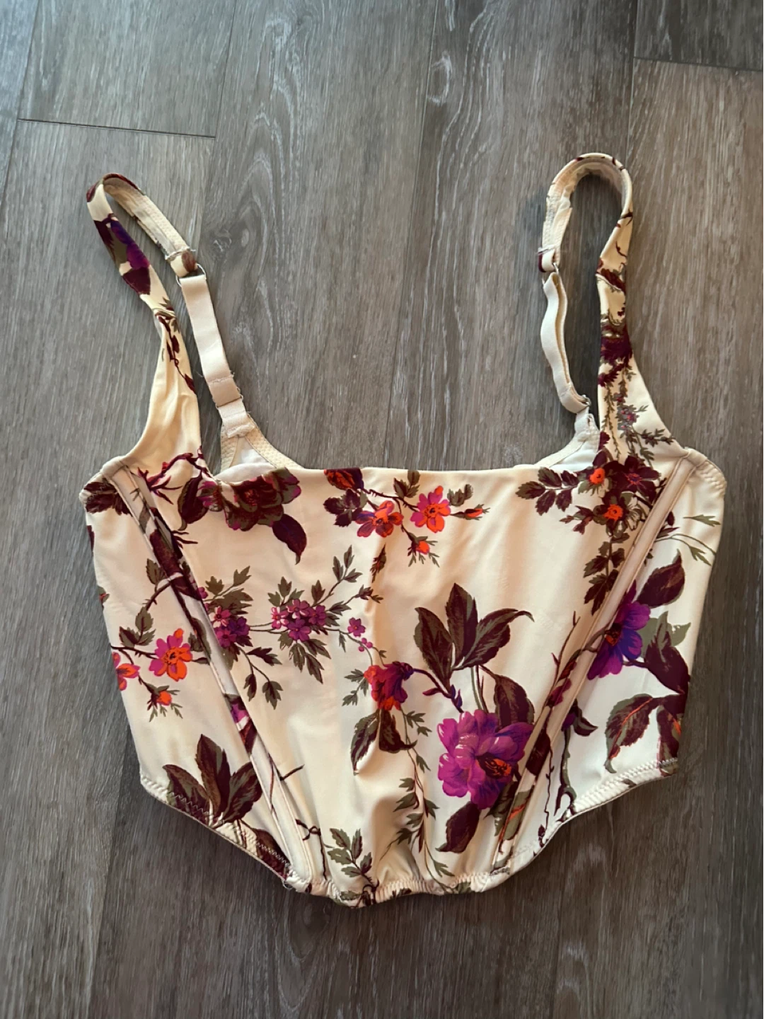 Out From Under Floral Corset Top Large