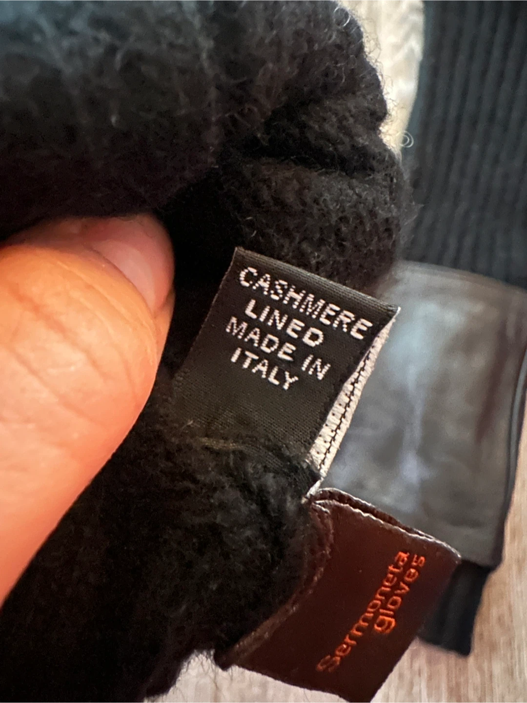 Sermoneta Gloves Black Leather Cashmere Lined - photo 5