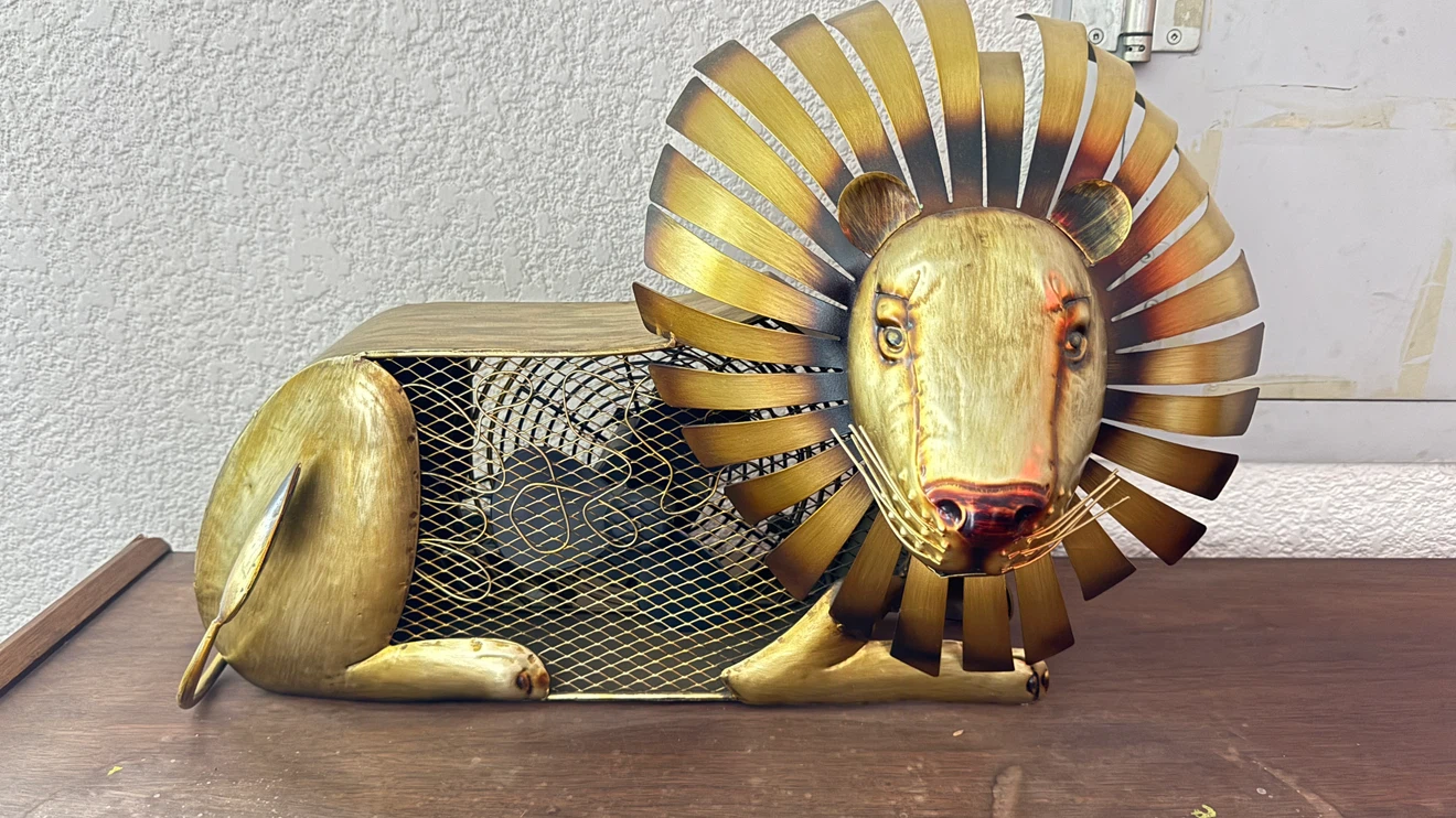 Gold Lion Decorative Metal Fan