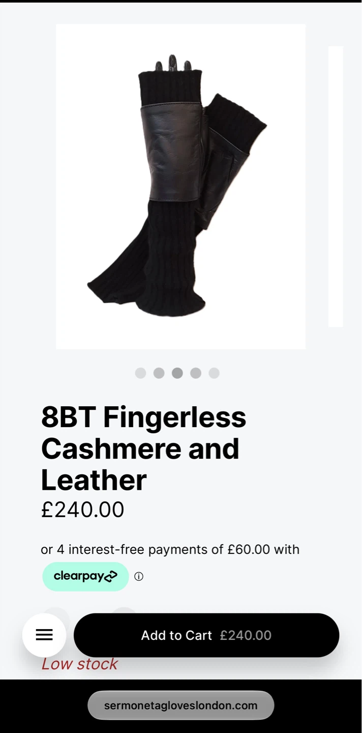 Sermoneta Gloves Black Leather Cashmere Lined - photo 2