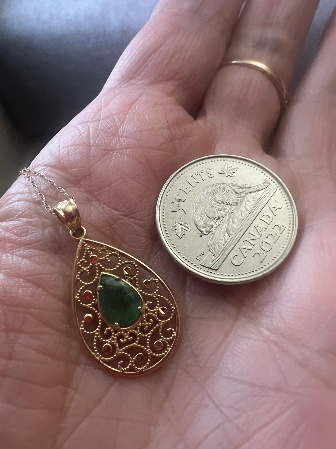 14 k emerald and 10 k chain - photo 5