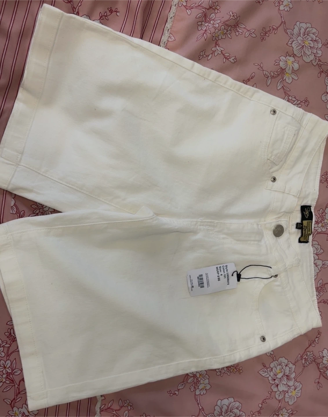 Suzanne Betro White Denim Bermuda Shorts Size 6