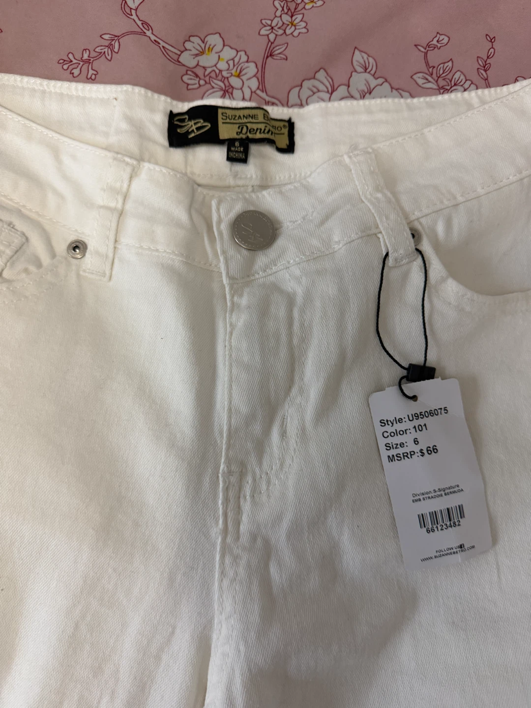 Suzanne Betro White Denim Bermuda Shorts Size 6 - photo 2
