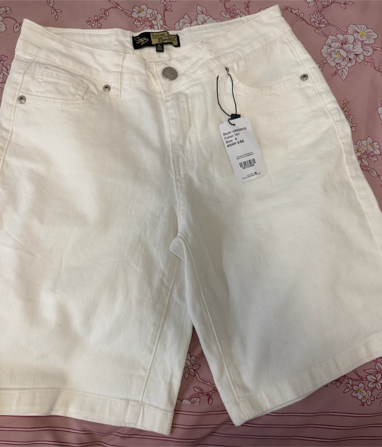 Suzanne Betro White Denim Bermuda Shorts Size 6 - photo 3