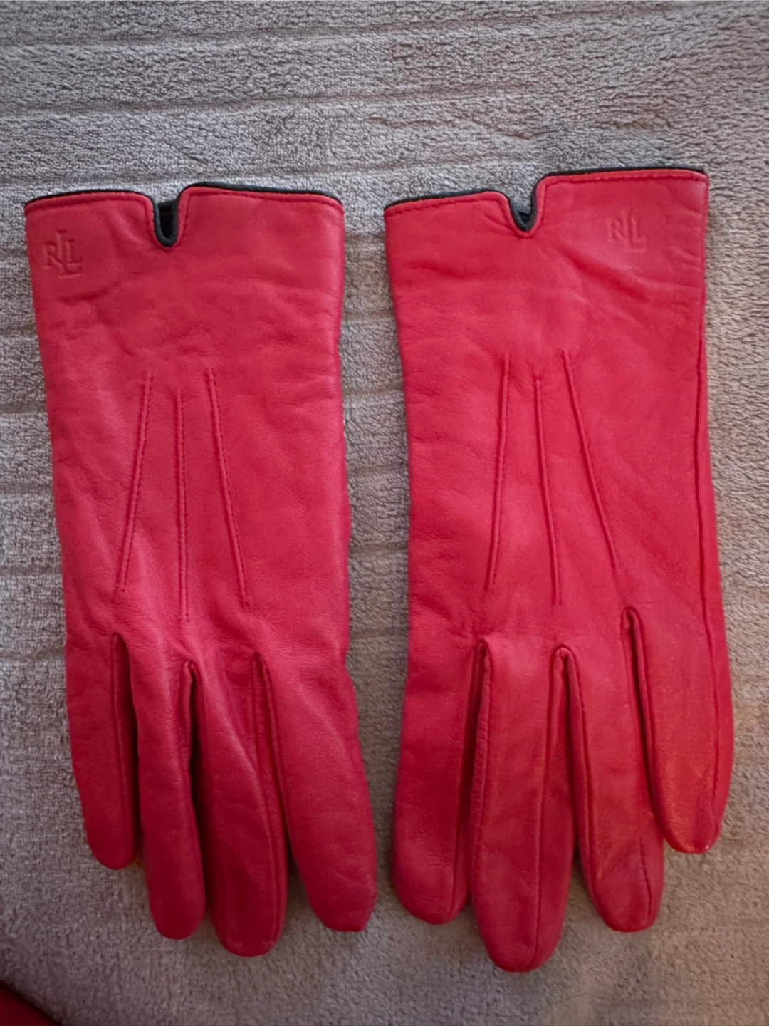 Ralph Lauren Leather Gloves - Red - XL