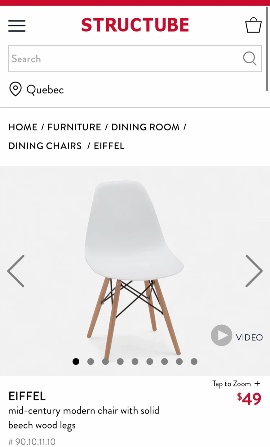 4 Structube Eiffel Dining Chairs (White) - photo 3