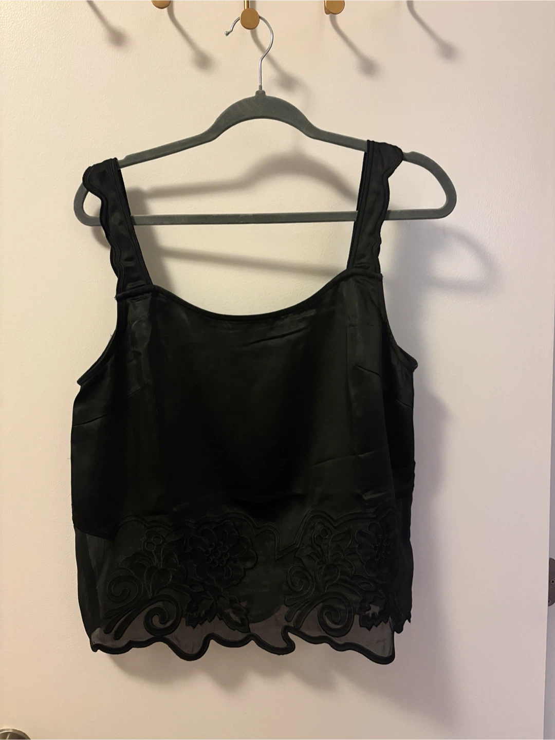 Black satin sleeveless top