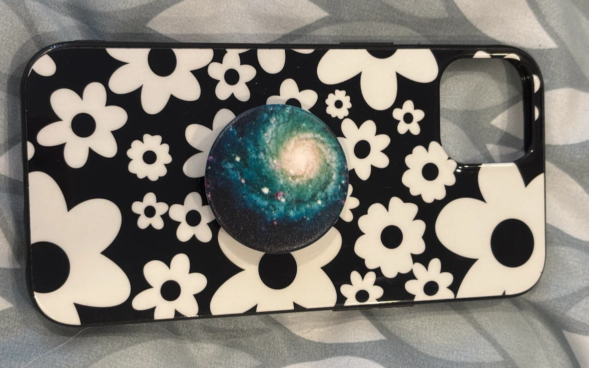 Floral pattern phone case with galaxy pop grip
