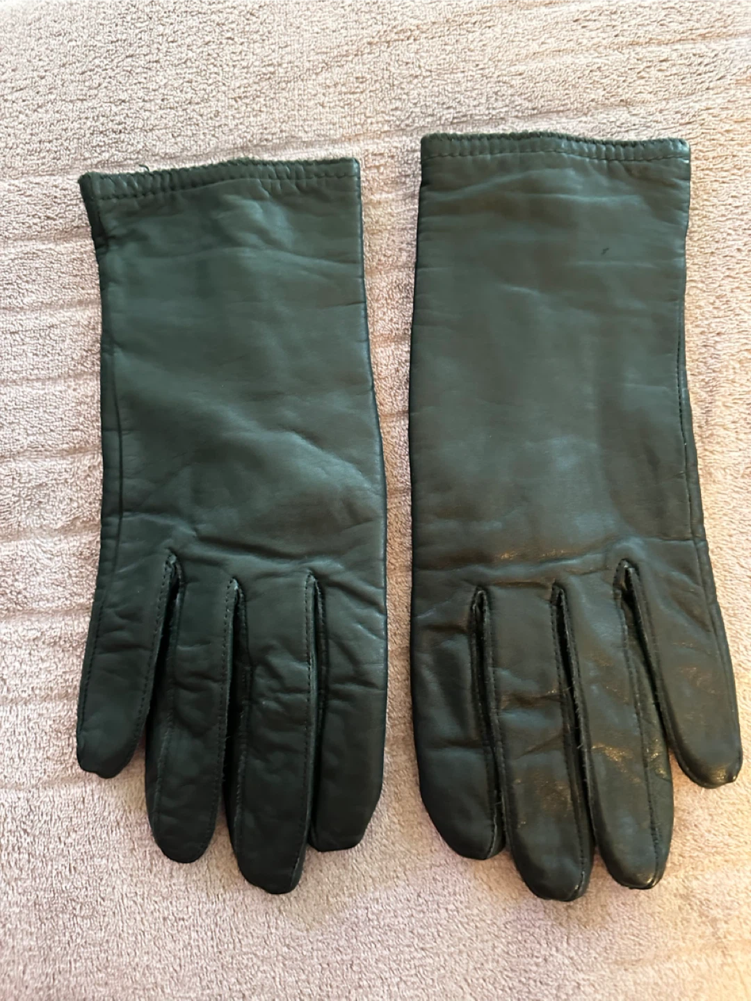 Green leather gloves