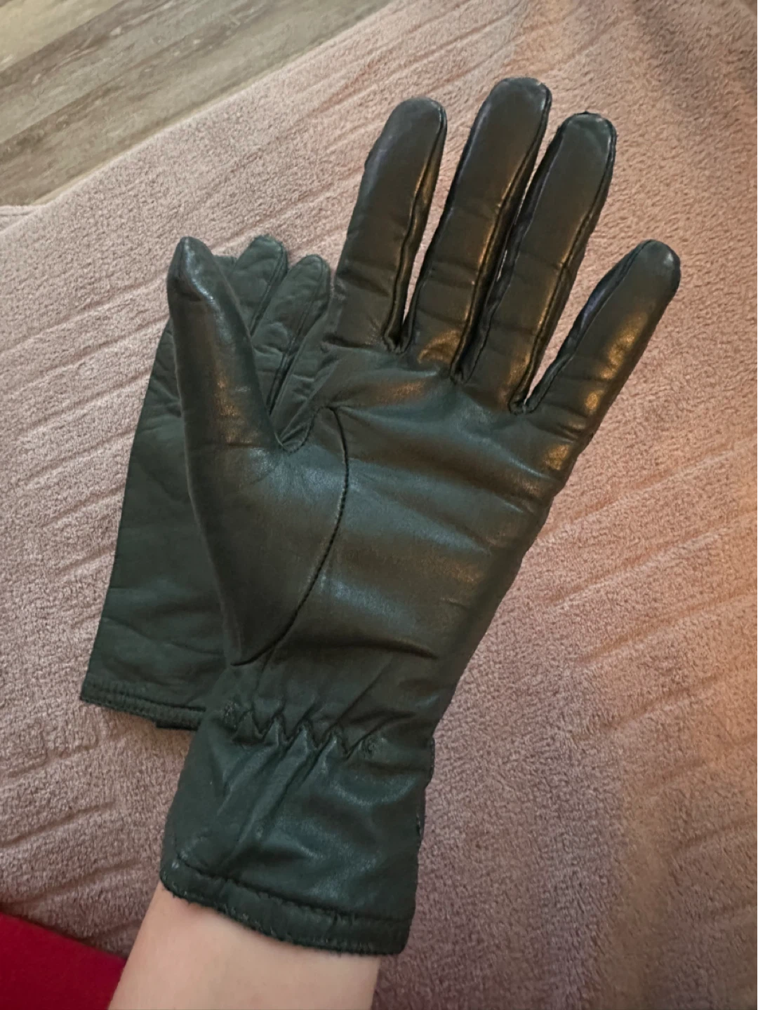 Green leather gloves - photo 5