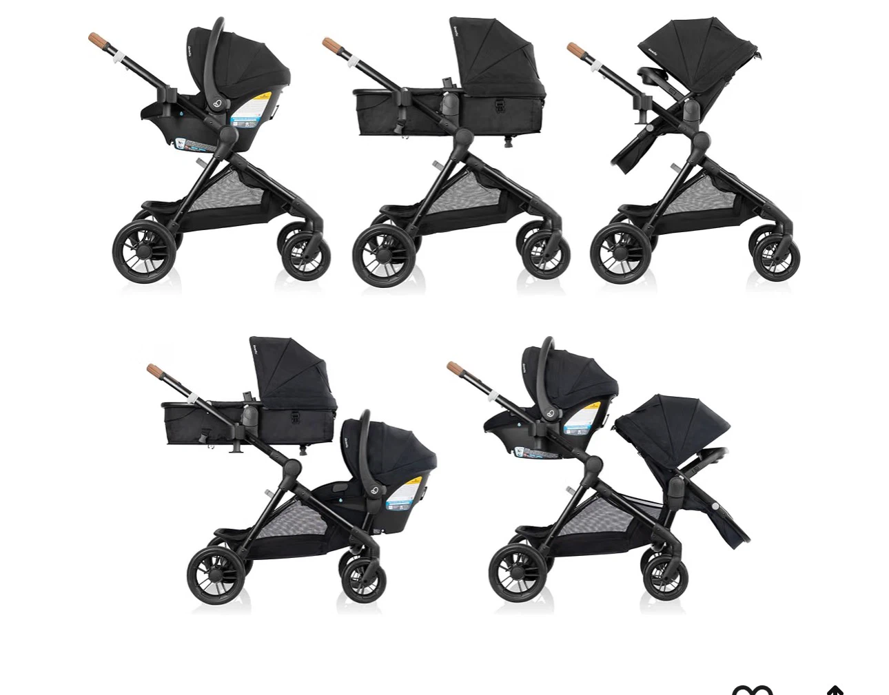 Evenflo Pivot Xpand Double Stroller Car Seat Very Good Condition