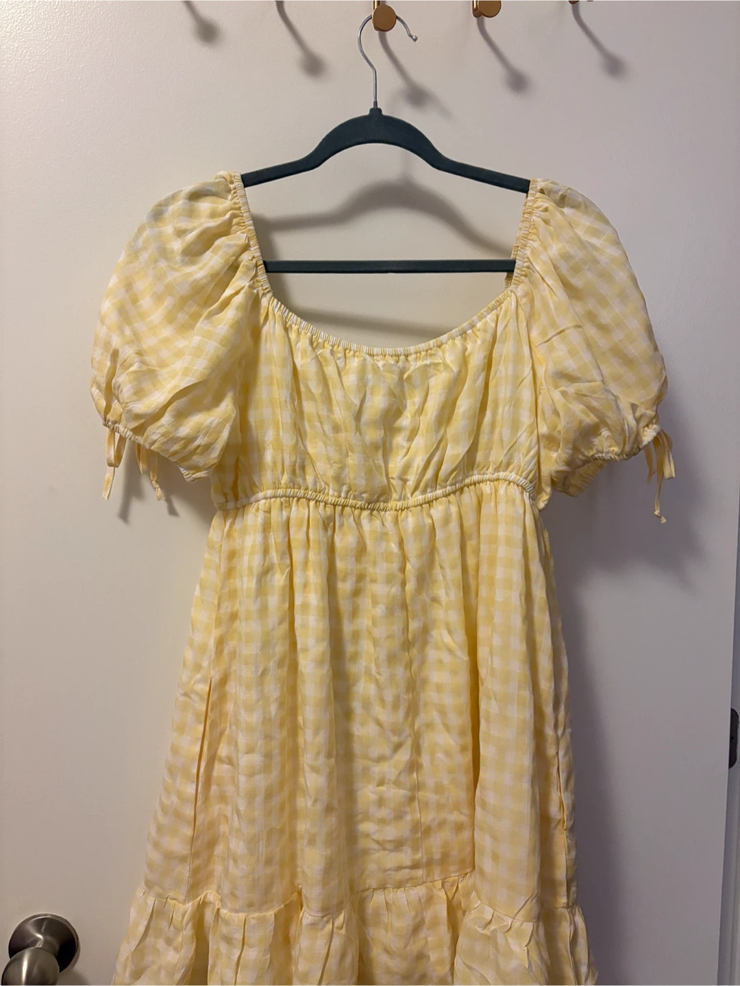 Gingham dress butter yellow and white - photo 2