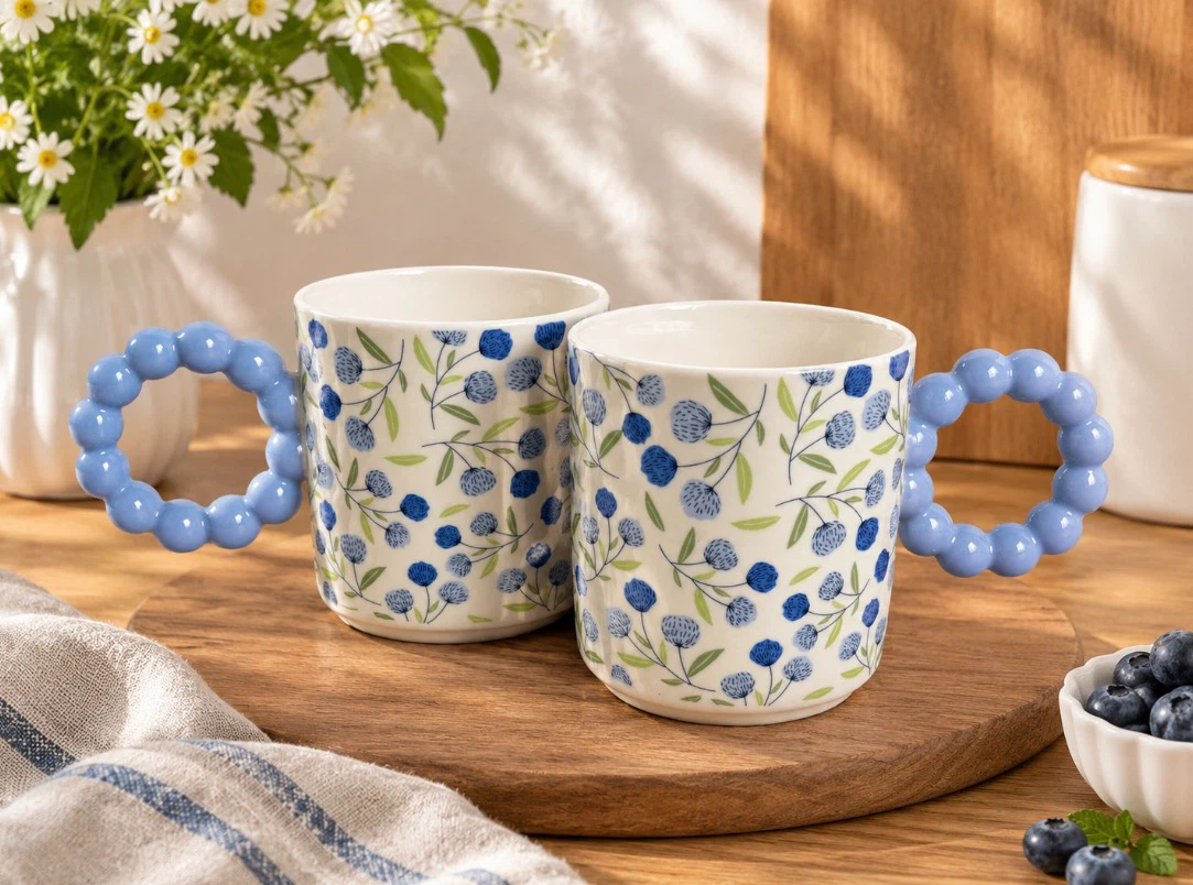Two New Ceramic Mugs with Bubble Handles - photo 3