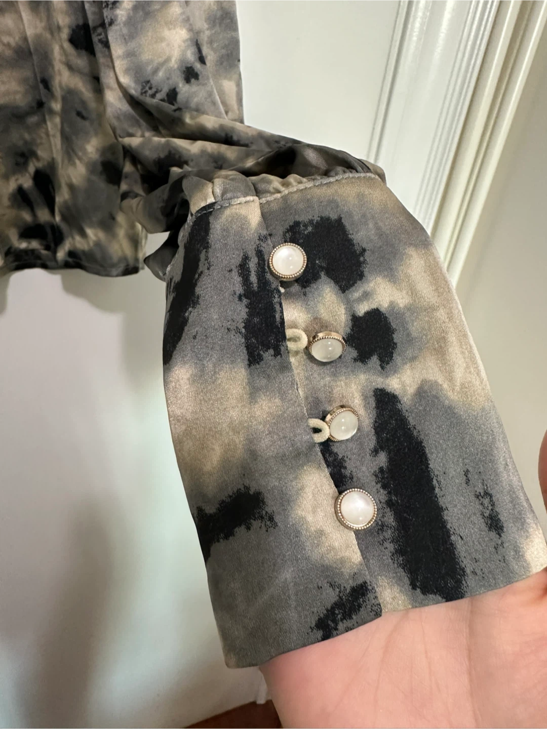 Tie-dye long sleeve blouse with beaded embellishment - photo 3