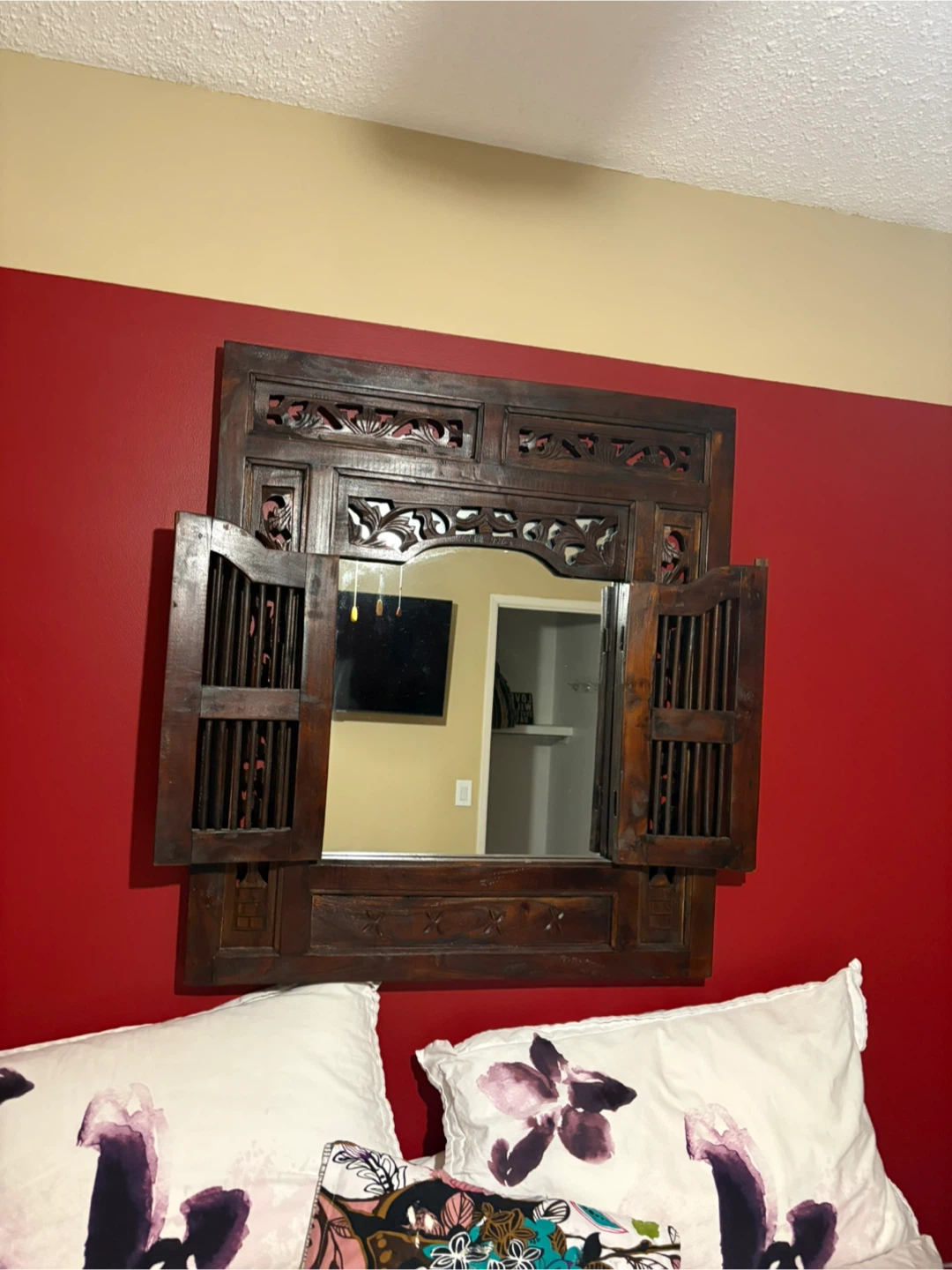 Rustic Wood Shutter Mirror