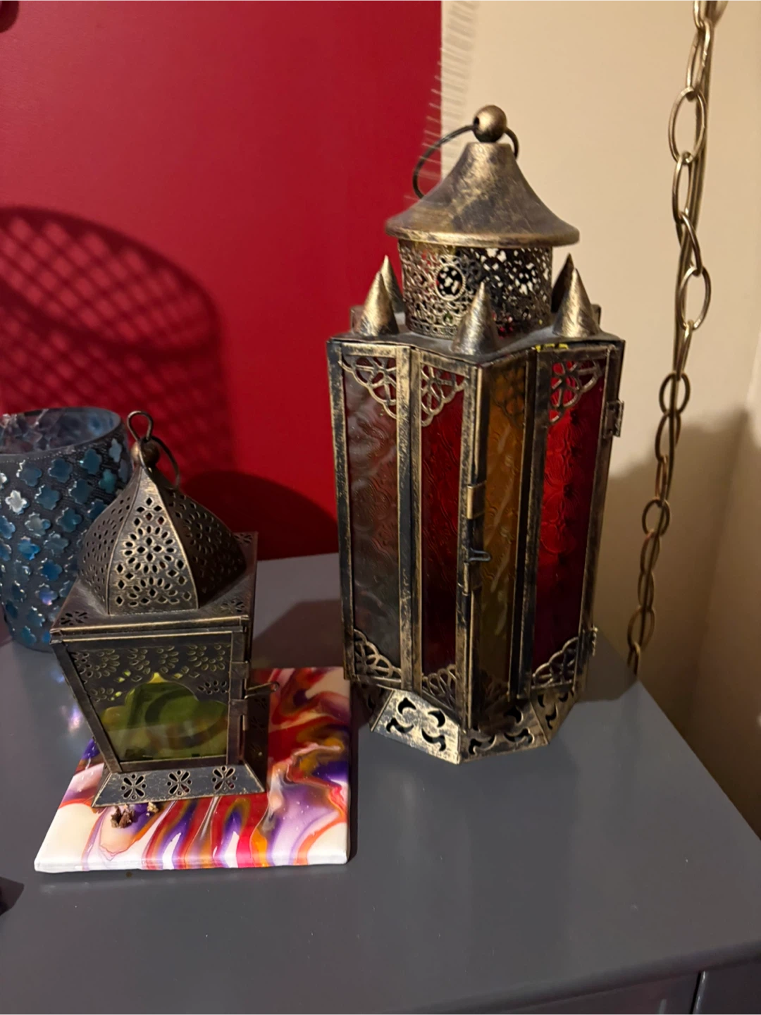 Set of Two Decorative Metal Lanterns