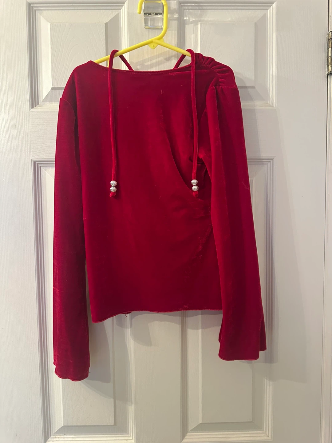 Red velvet long sleeve top - photo 2