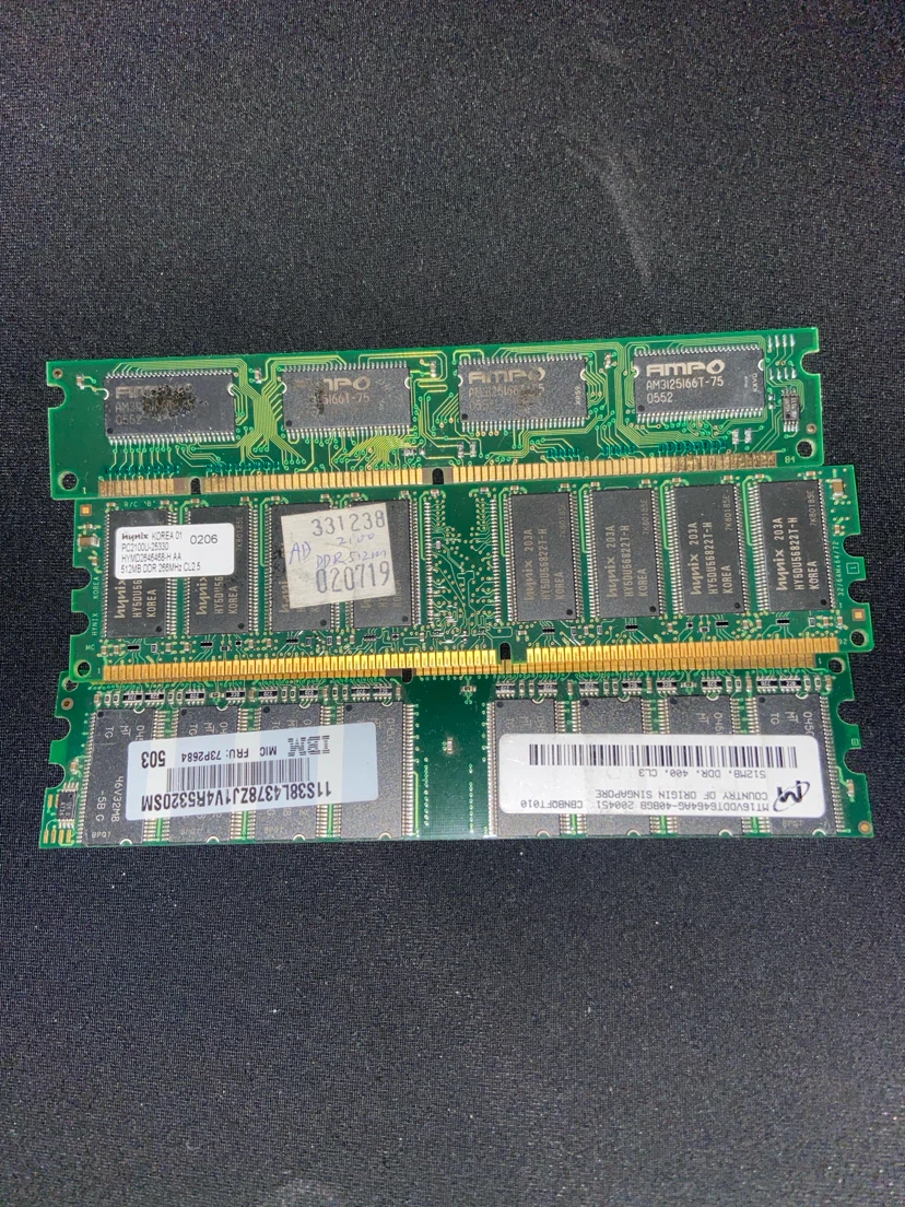 Lot of 3 Vintage DDR RAM Memory Sticks