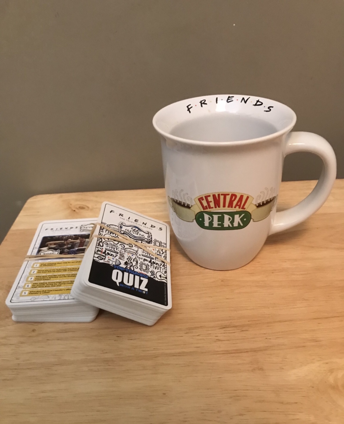 Friends Central Perk mug with trivia cards