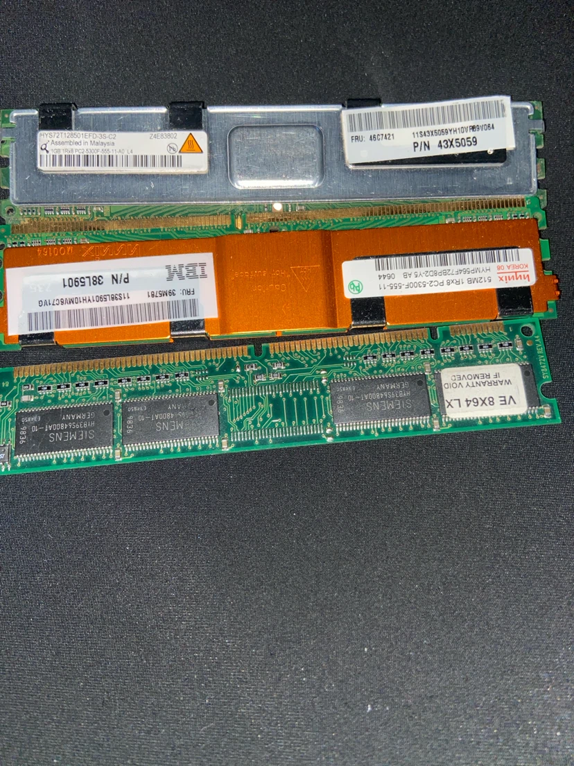 Lot of 3 Vintage RAM Memory Modules