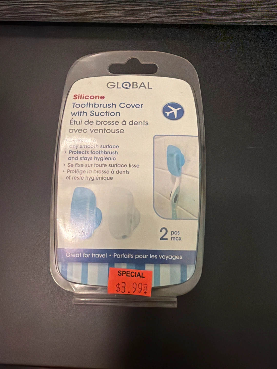 Global Silicone Toothbrush Covers with Suction, 2 Pack