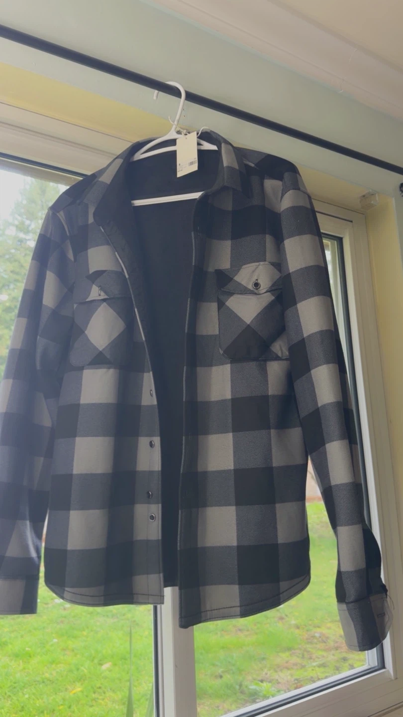Mens Black and Grey Buffalo Check Flannel Shirt