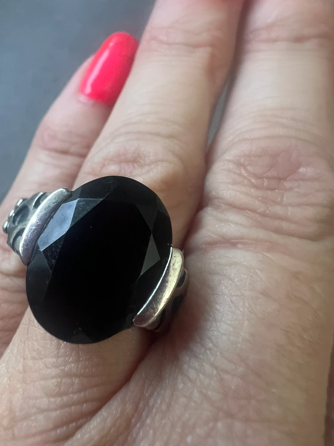 925 silver and Large Black onyx Statement Ring