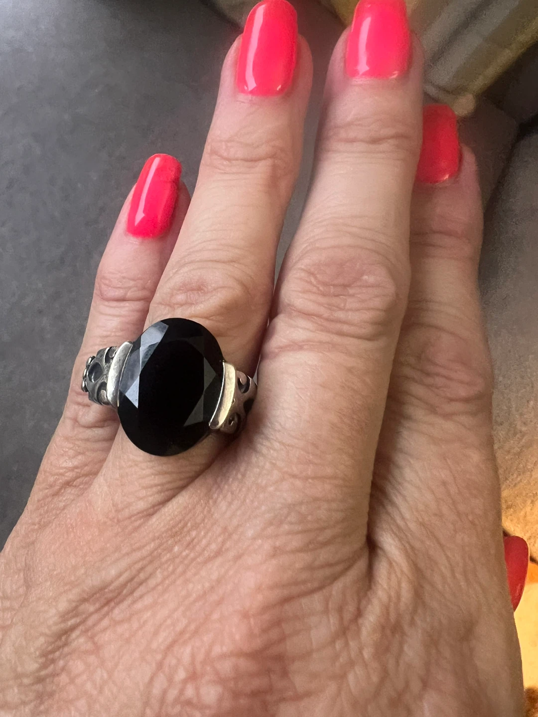 925 silver and Large Black onyx Statement Ring - photo 2
