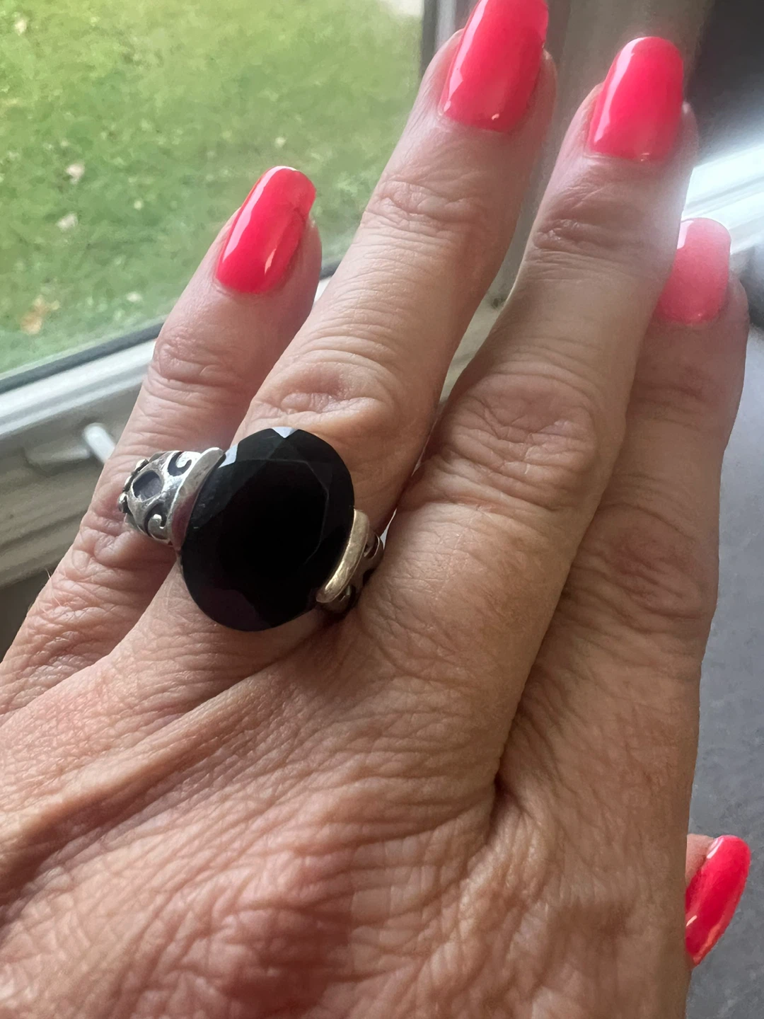 925 silver and Large Black onyx Statement Ring - photo 4