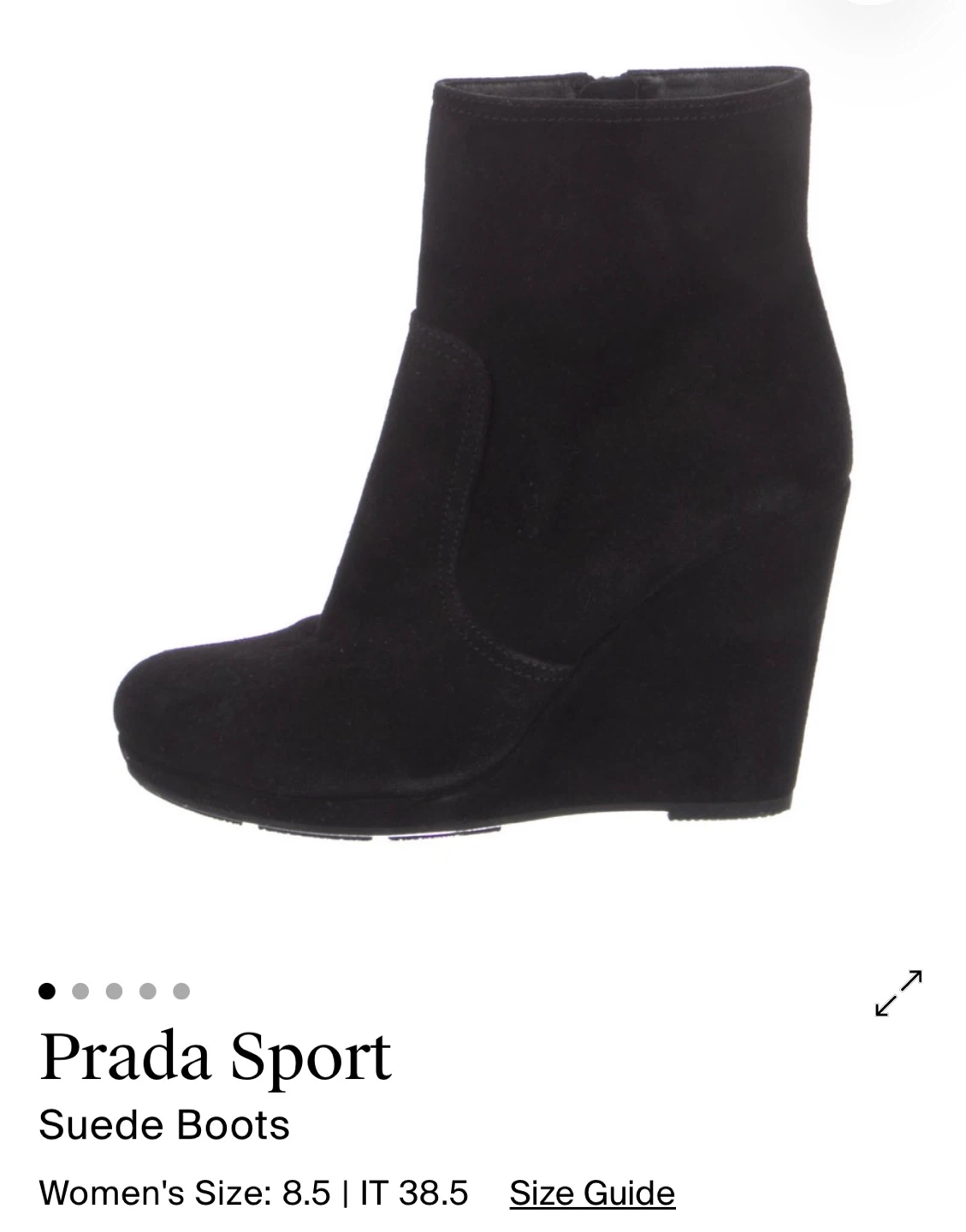 Prada Sport Suede Wedge Boots Black