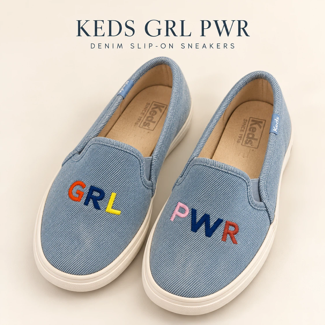 Keds GRL PWR Denim Slip-On Sneakers