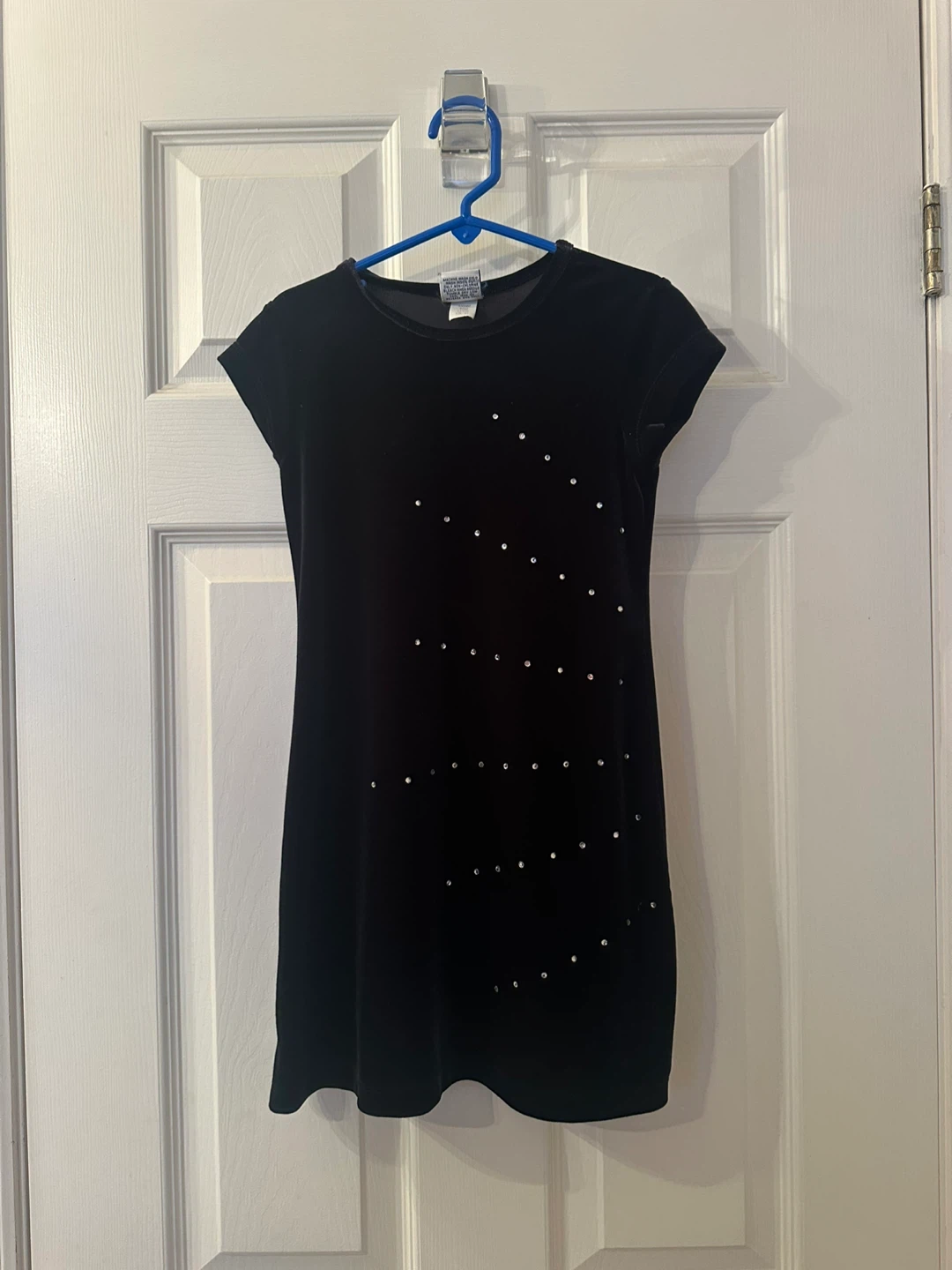Black velvet rhinestone dress