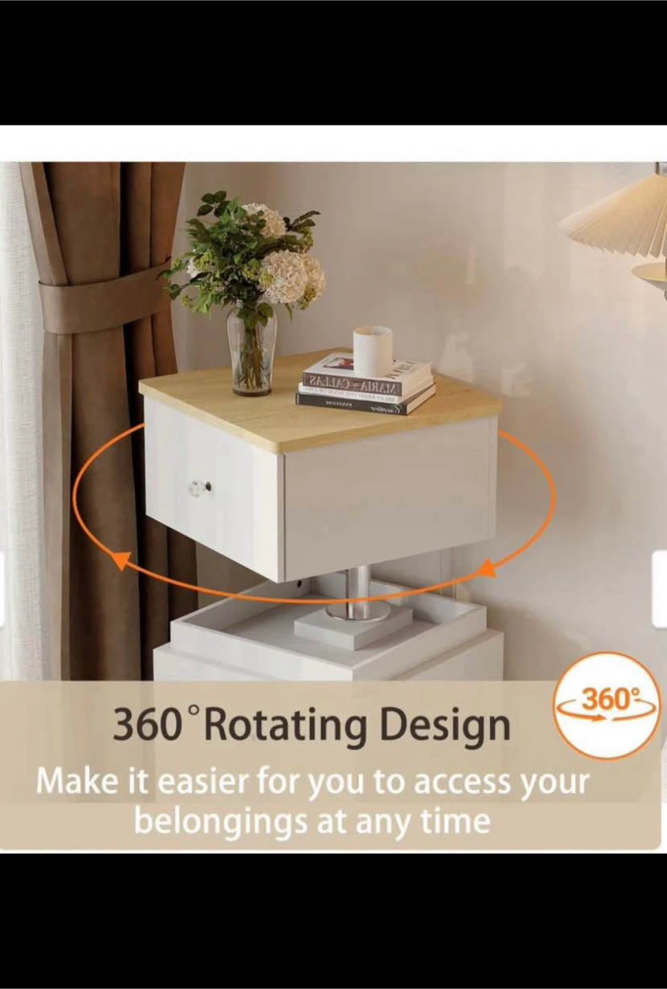 Rotating Dressing Table and Nightstand with LED Mirror - photo 4