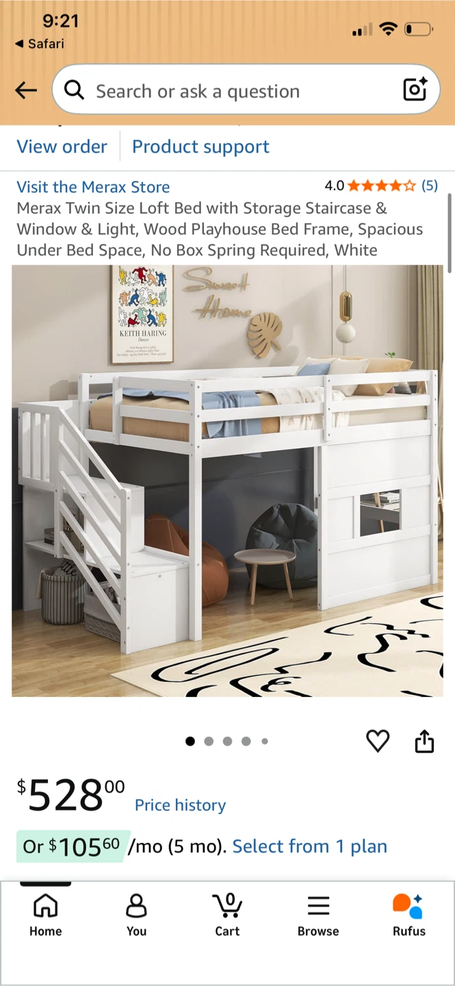 Merax Twin Size Loft Bed with Storage Staircase