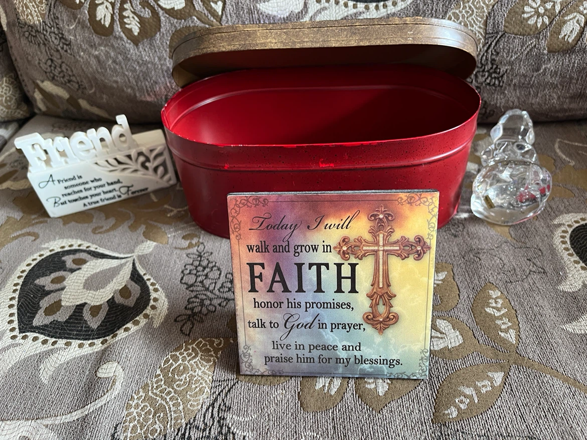 Home Decor Bundle: Storage Tin, Figurine, and Signs - photo 4