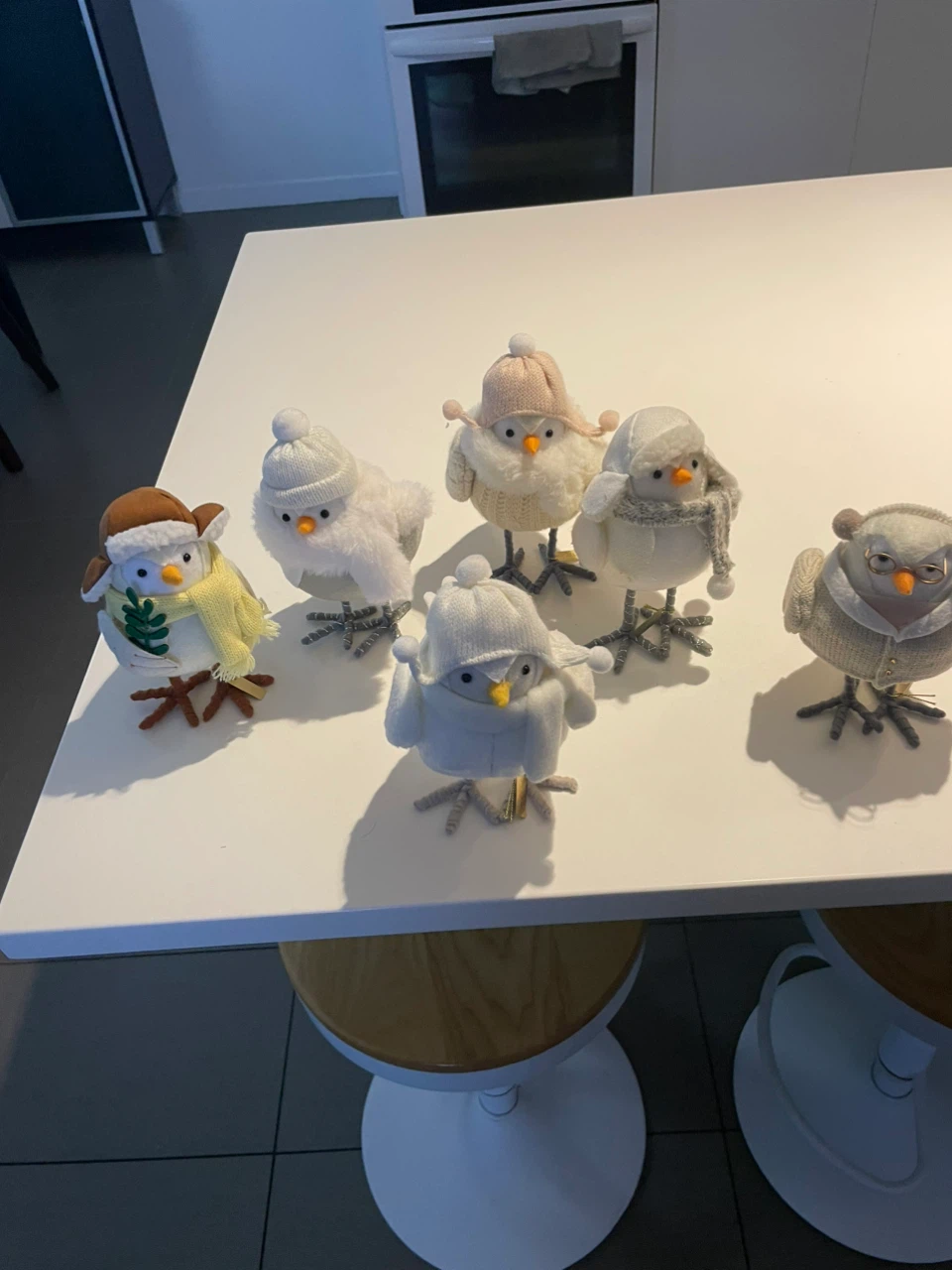 Set of 6 Decorative Winter Bird Figurines