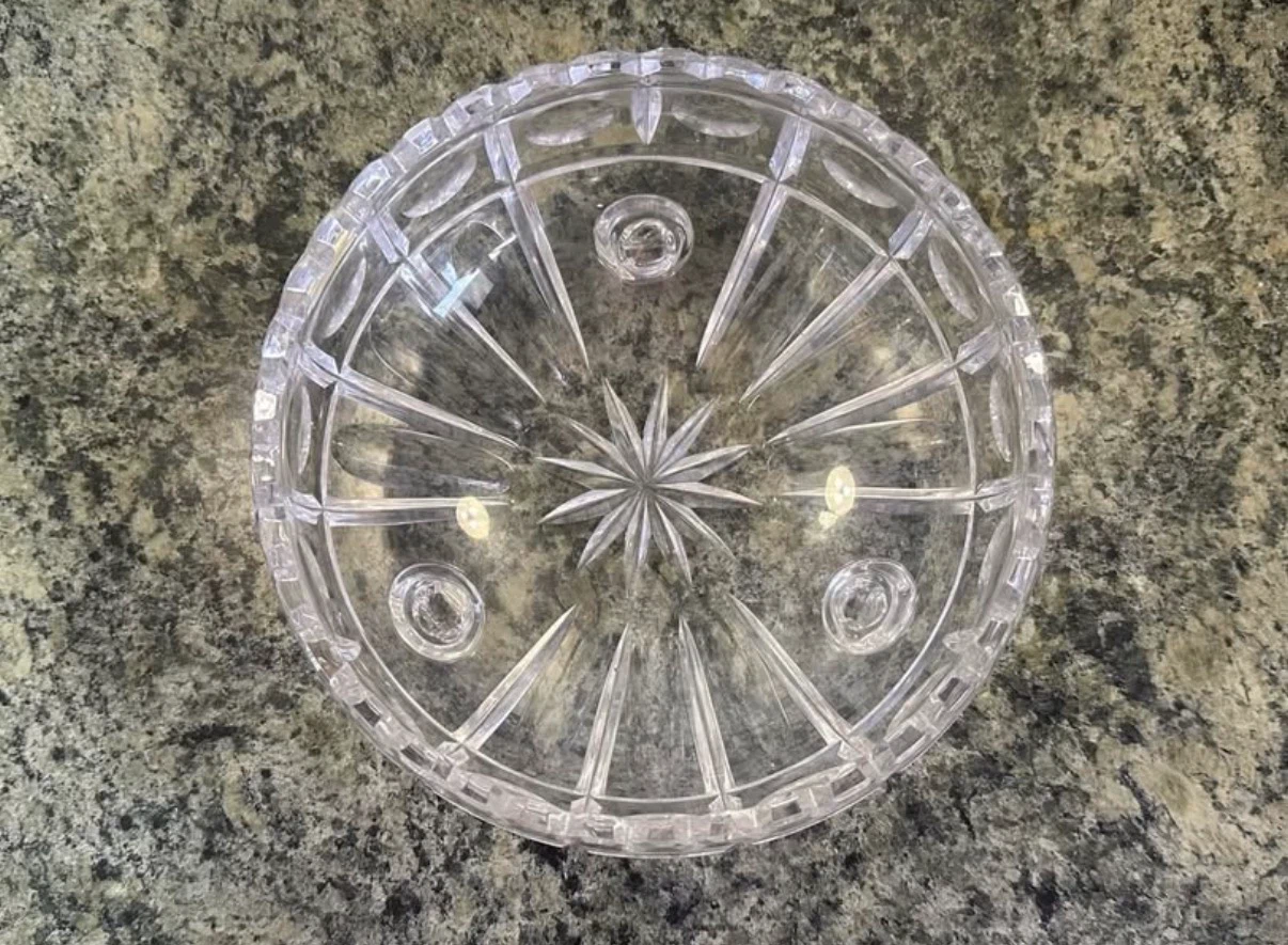 Lausitzer Glas Lead Crystal Glossy Clear Round Bowl GDR - photo 3