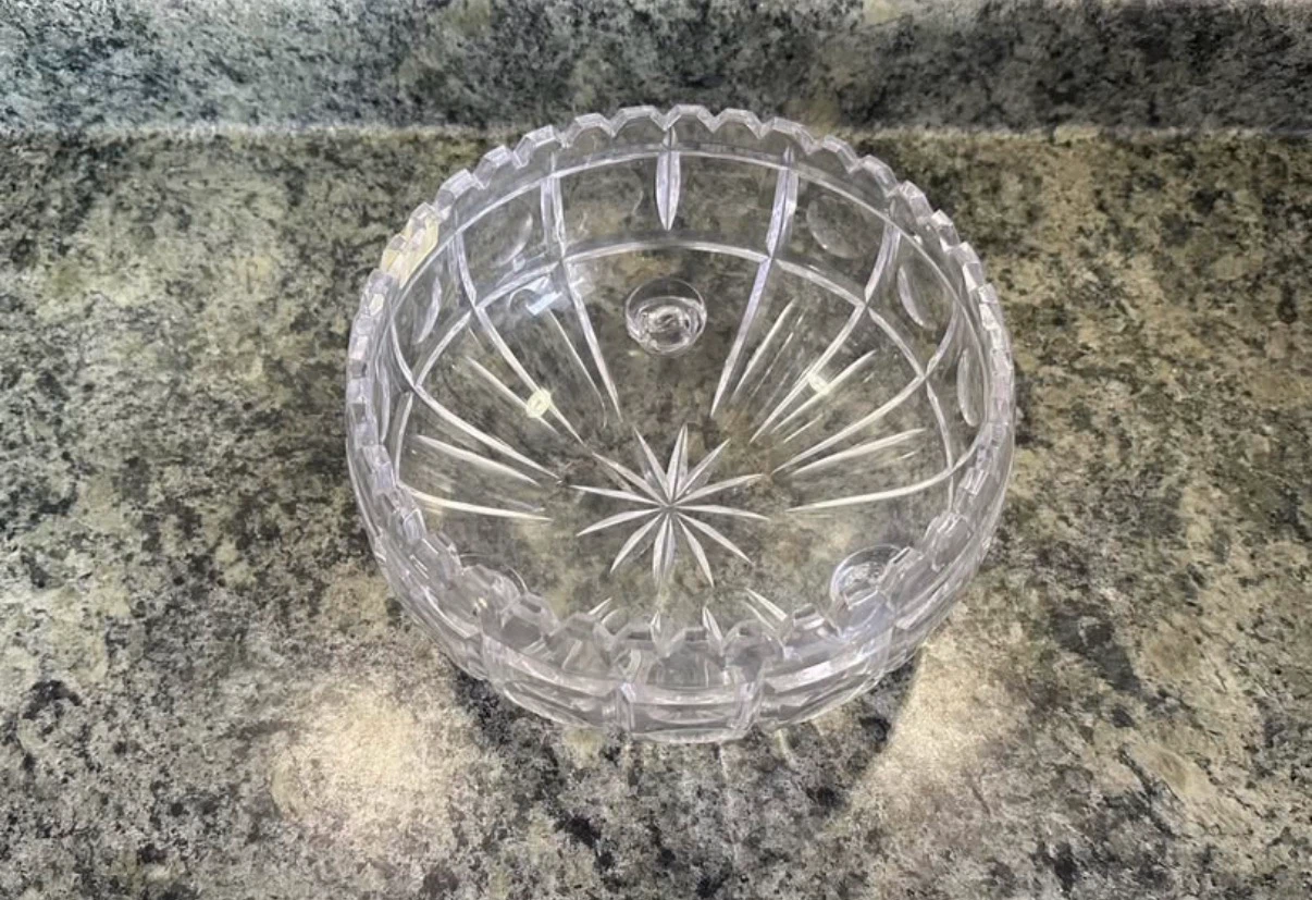 Lausitzer Glas Lead Crystal Glossy Clear Round Bowl GDR - photo 4
