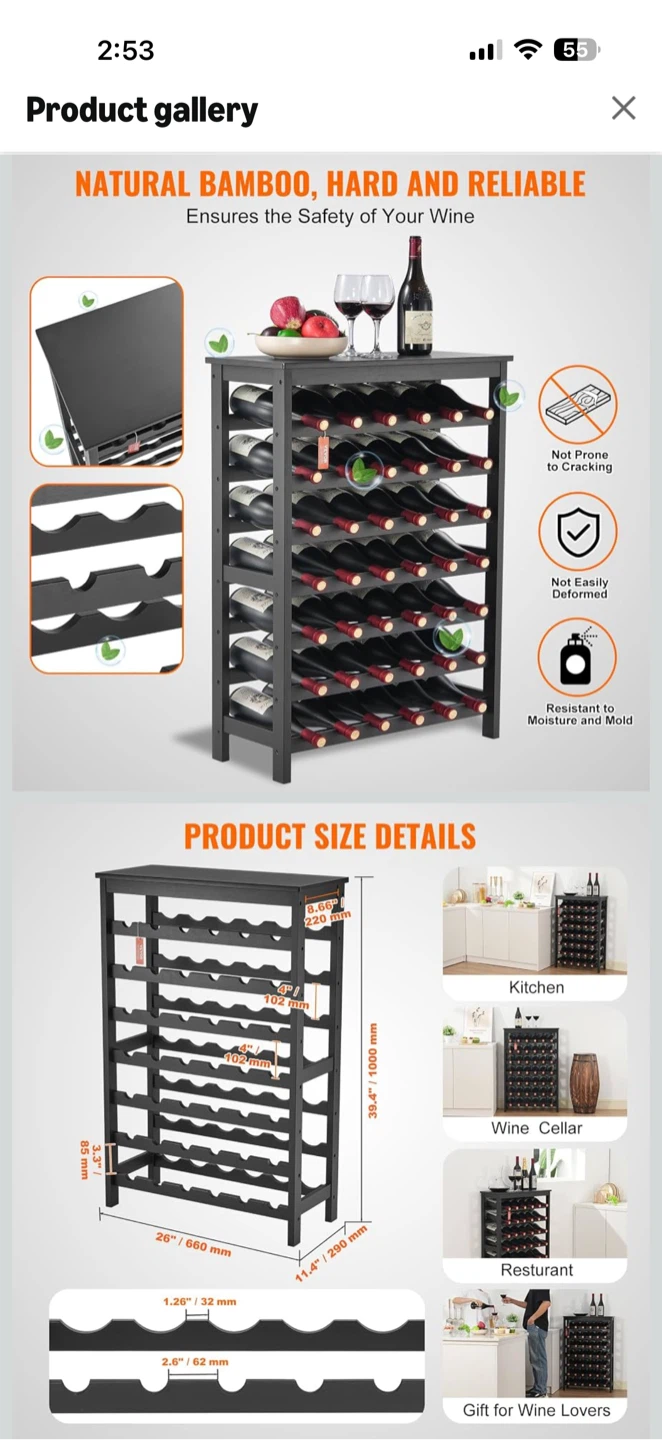 VEVOR 7-Tier Bamboo Wine Rack